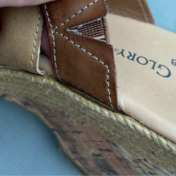 Women's Faded Glory Open Toe Brown & Tan Straps With Cork Like Heel Sandals - Picture 4 of 5